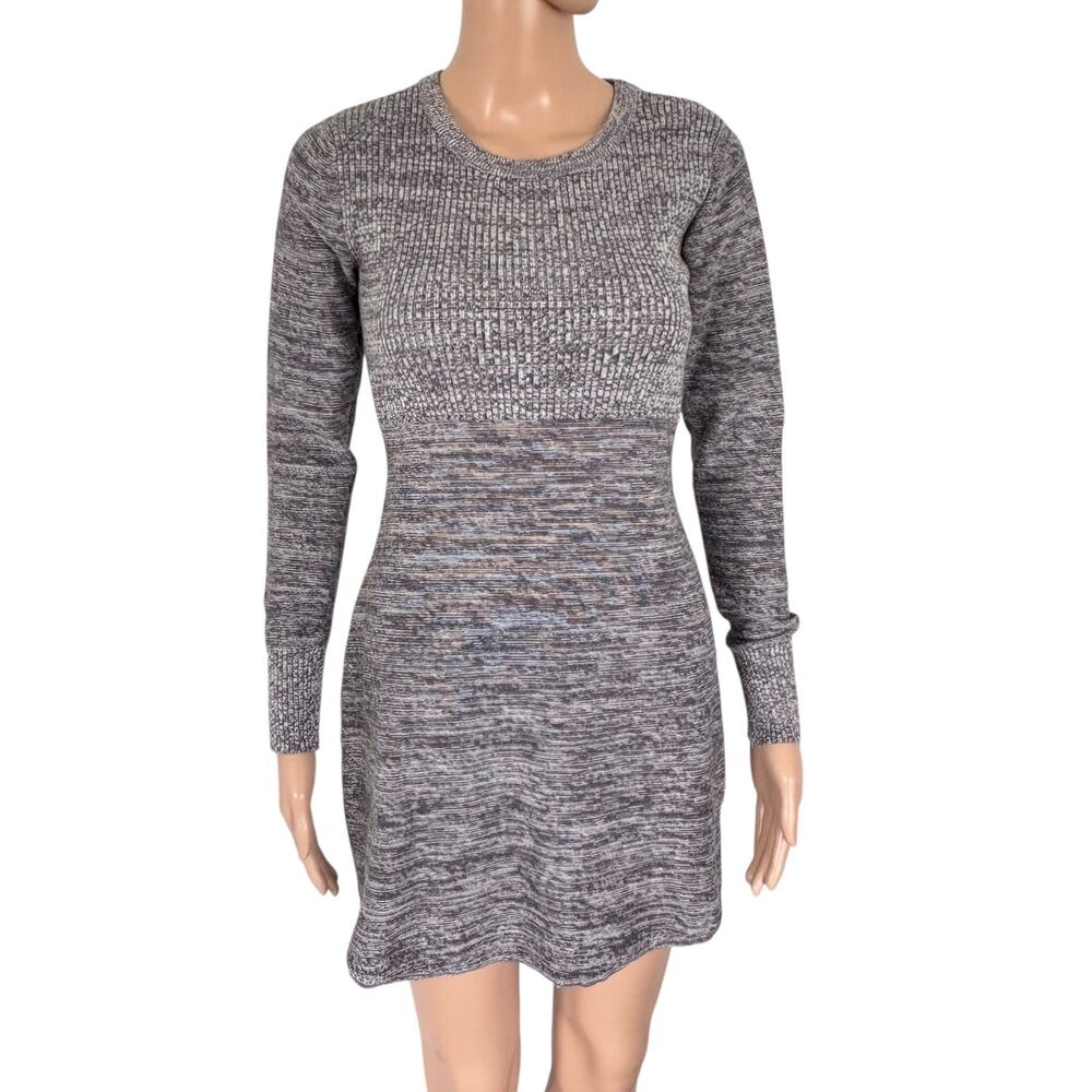Athleta Ribbed Knit Sweater Dress XXS Gray Long Sleeve Bodycon Winter Casual